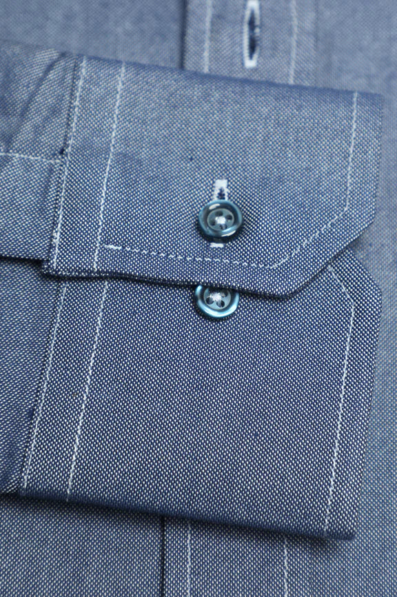 Dark Blue Self Textured Formal Shirt - Image 3