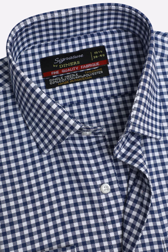Blue Gingham Check Formal Shirt - Image 2