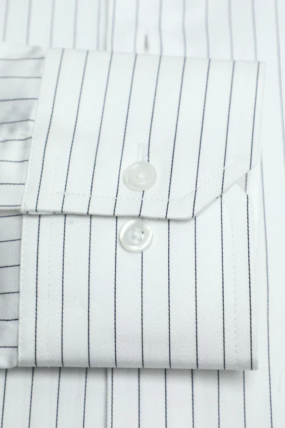 White Hairline Stripe Formal Shirt - Image 3