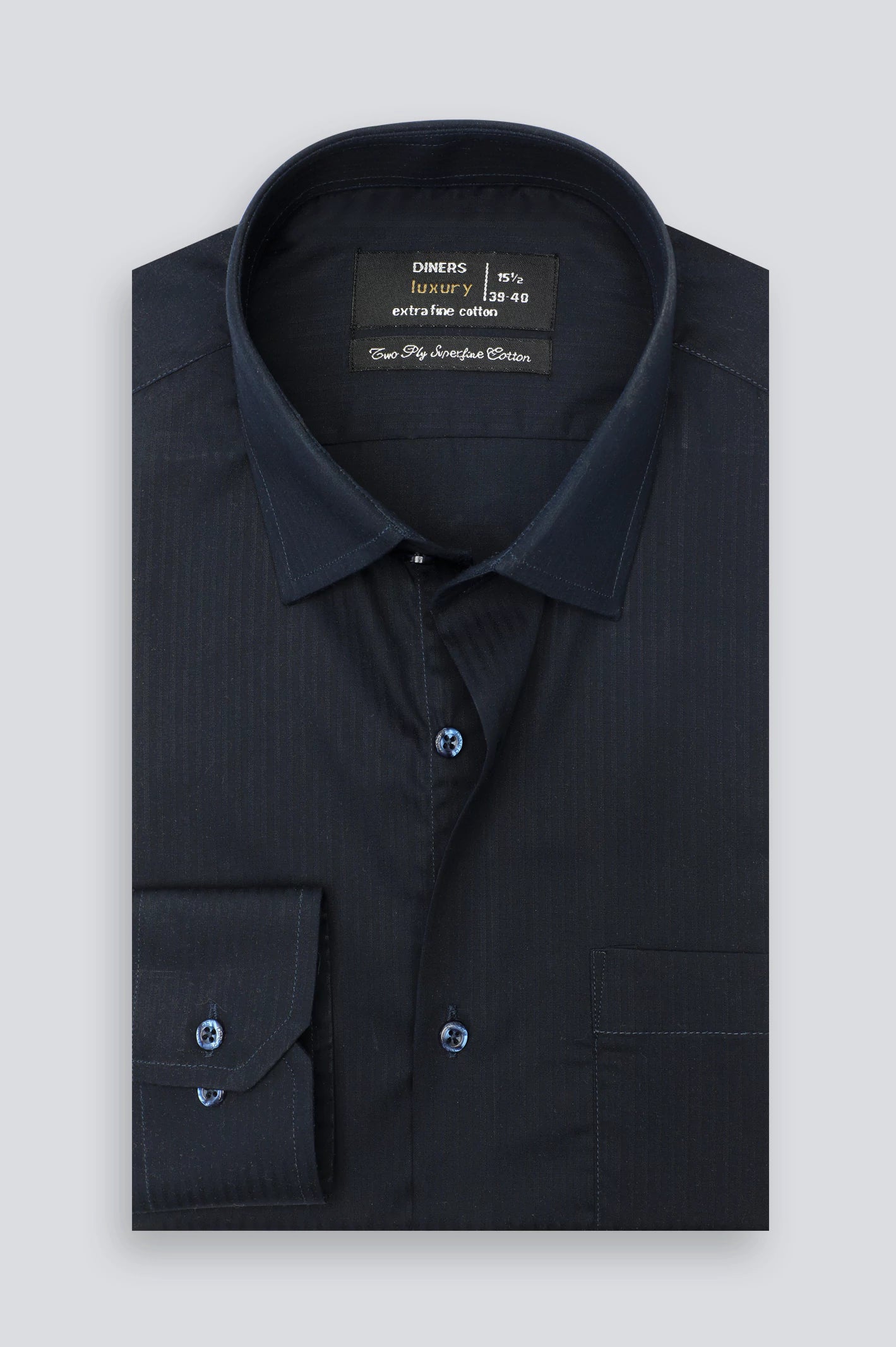 Navy Blue Textured Formal Shirt - Image 4