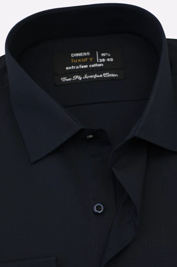 Navy Self Textured Formal Shirt - Image 2