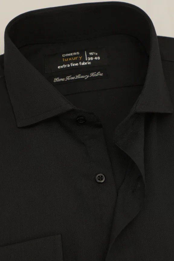 Black Self Textured Formal Shirt - Image 2