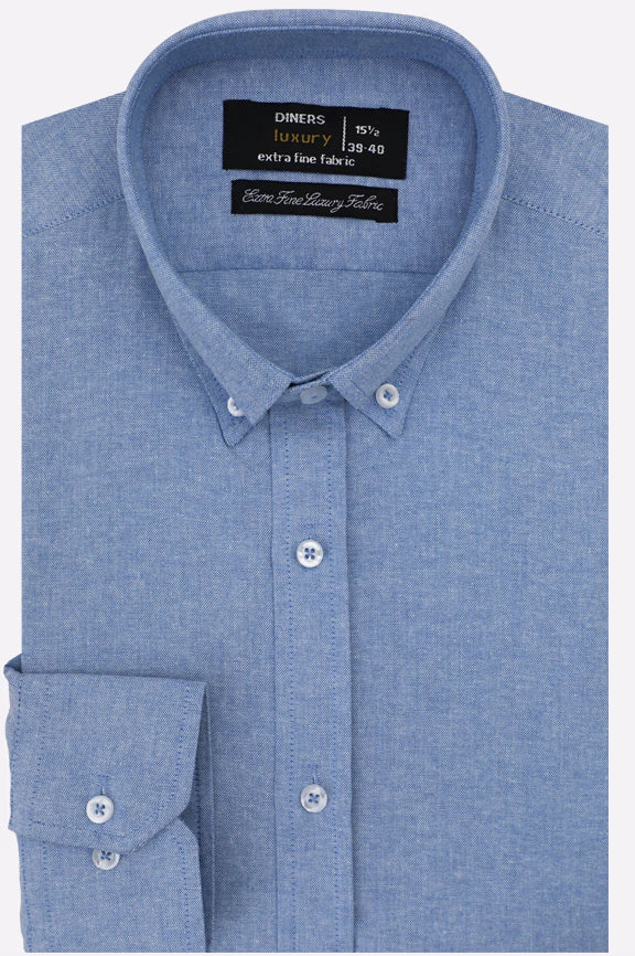Blue Self Textured Formal Shirt