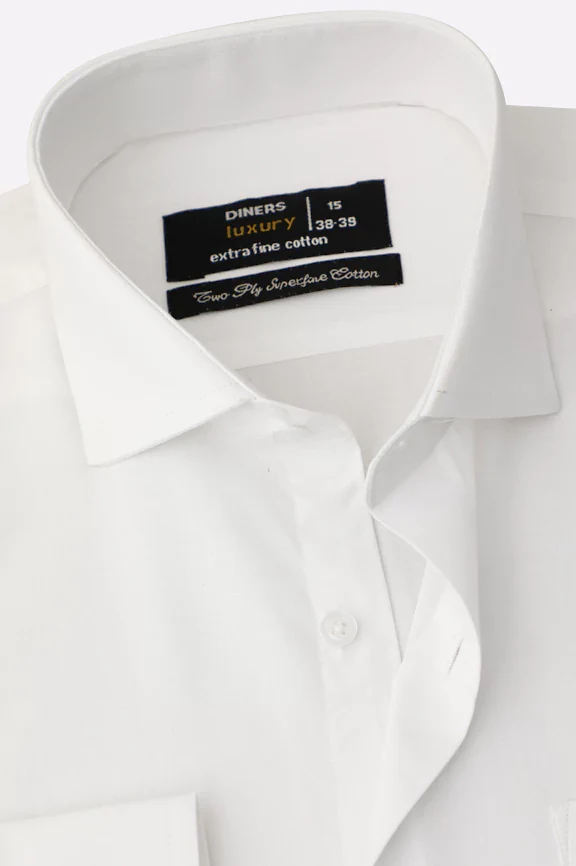 White Twill Self Textured Formal Shirt - Image 2