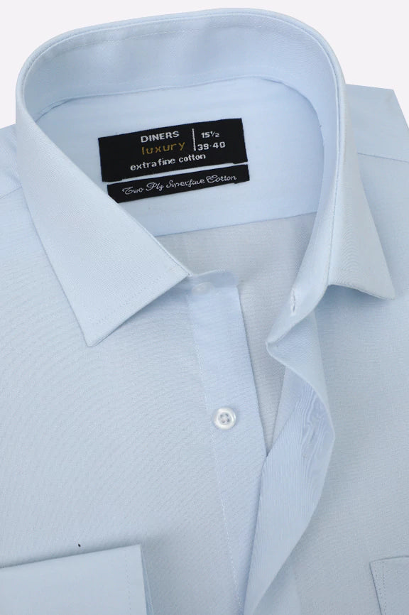 Sky Blue Self Formal Shirt - Image 2