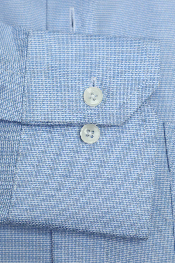 Sky Blue Self Textured Formal Shirt - Image 3