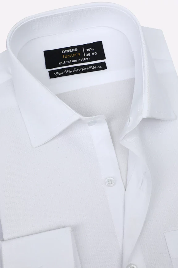 White Self Textured Formal Shirt - Image 2