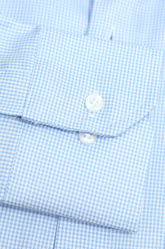 Blue Houndstooth Check Formal Shirt - Image 3