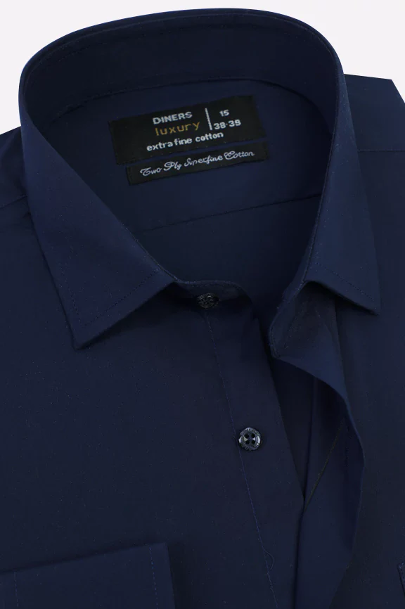 Navy Blue Plain Formal Shirt - Image 2