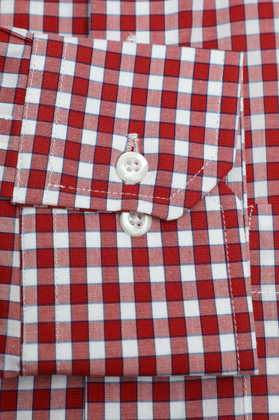 Red Gingham Check Formal Shirt - Image 3