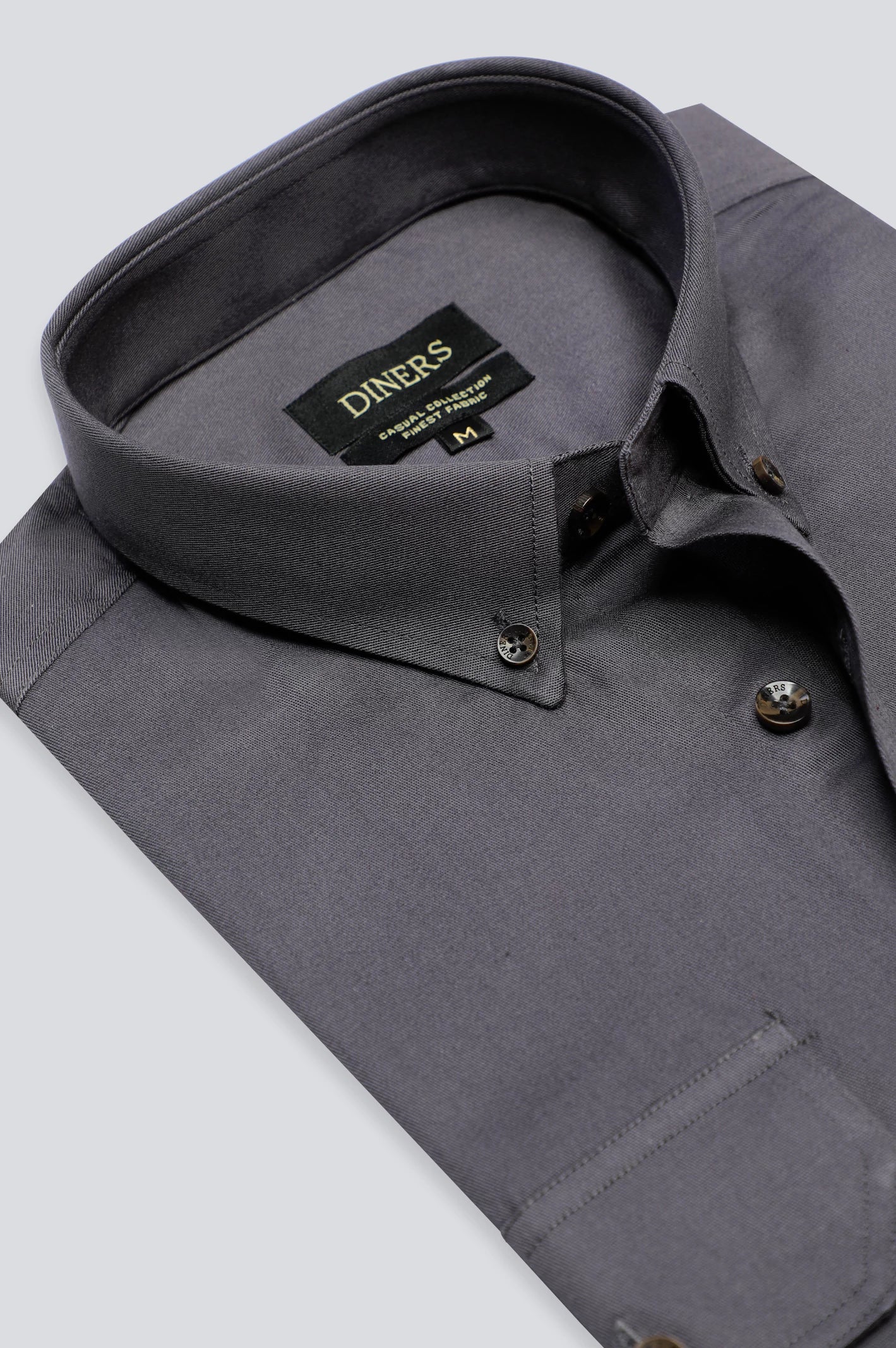 Dark Grey Plain Casual Shirt - Image 2