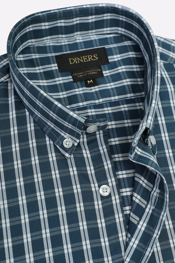 Blue Tattersall Check Casual Shirt - Image 2