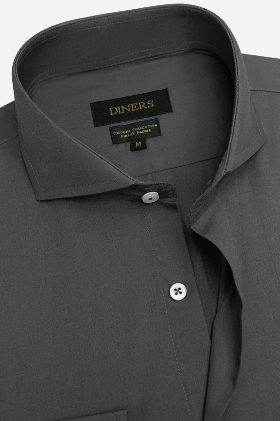 Grey Self Textured Casual Shirt - Image 2