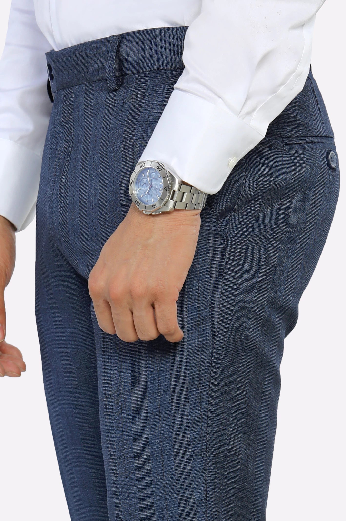 Royal Blue Slim Fit Formal Trouser - Image 2