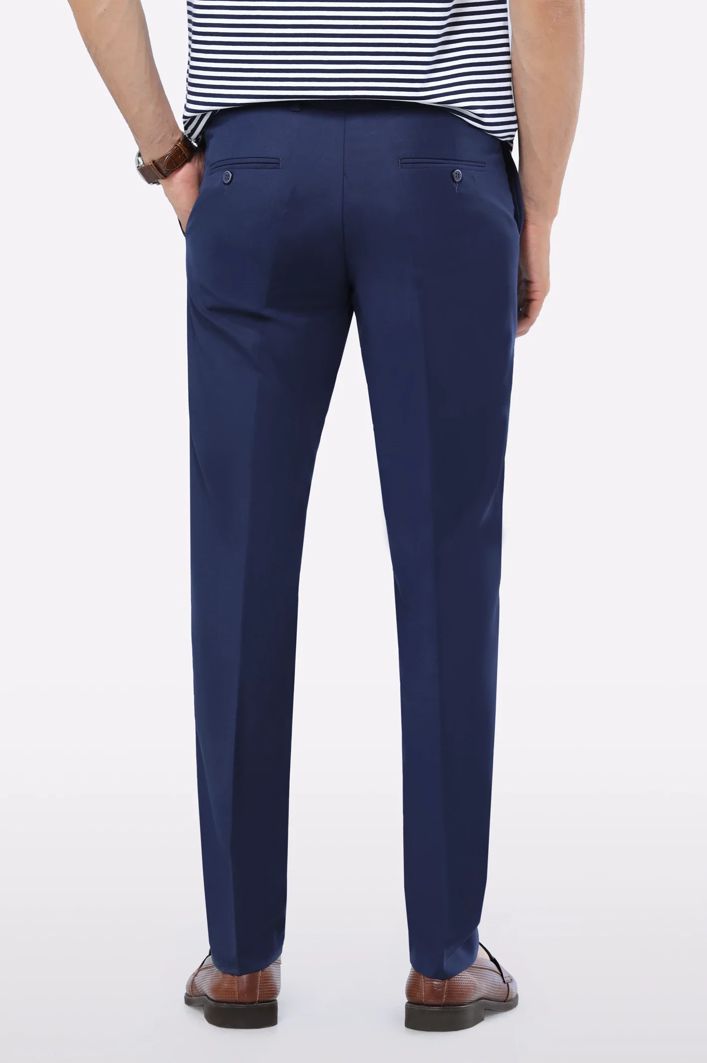 Navy Blue Slim Fit Formal Trouser - Image 3