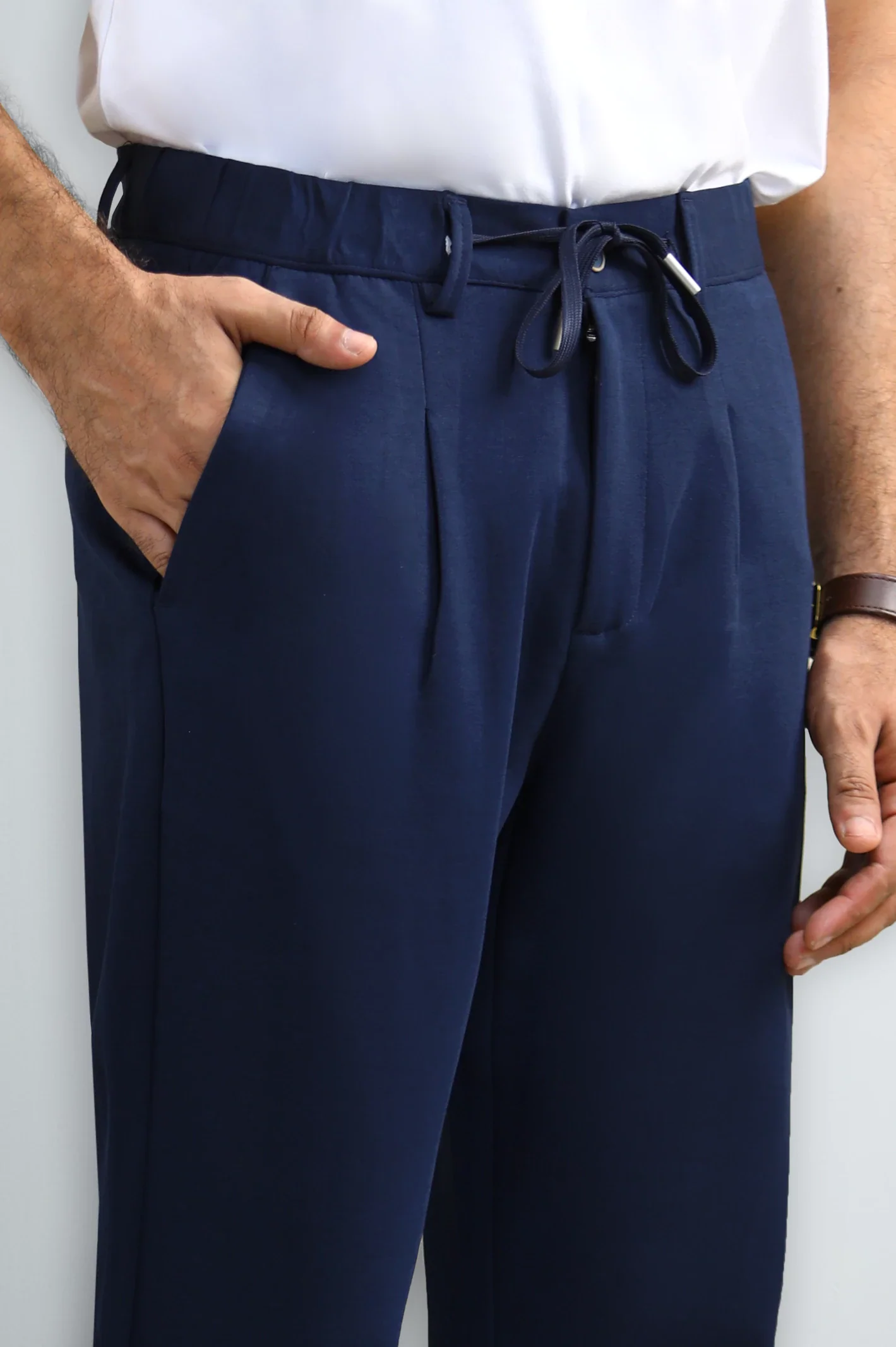 Navy Smart Fit Casual Trouser - Image 2