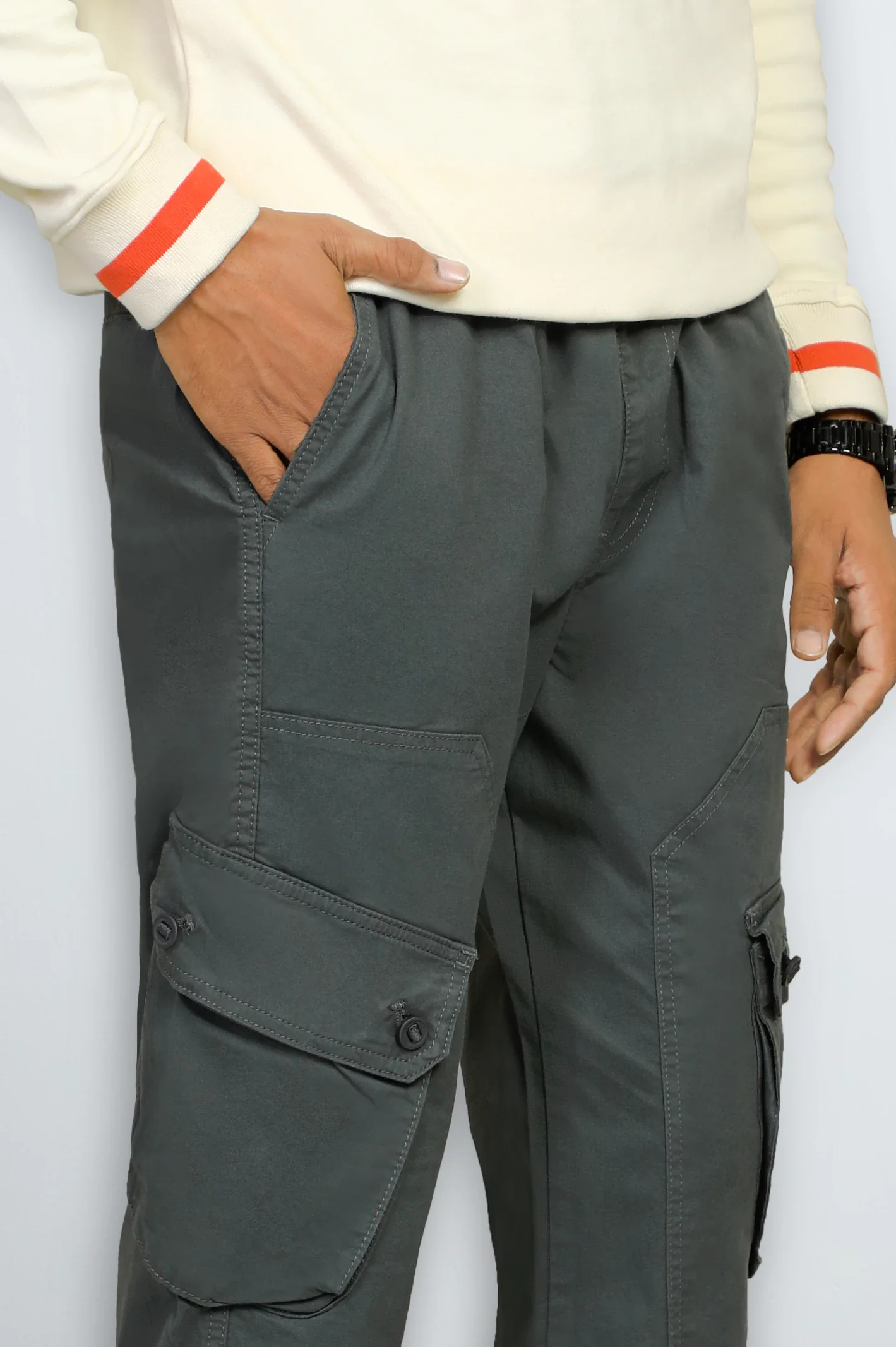 Dark Olive Smart Fit Cargo Pants - Image 2