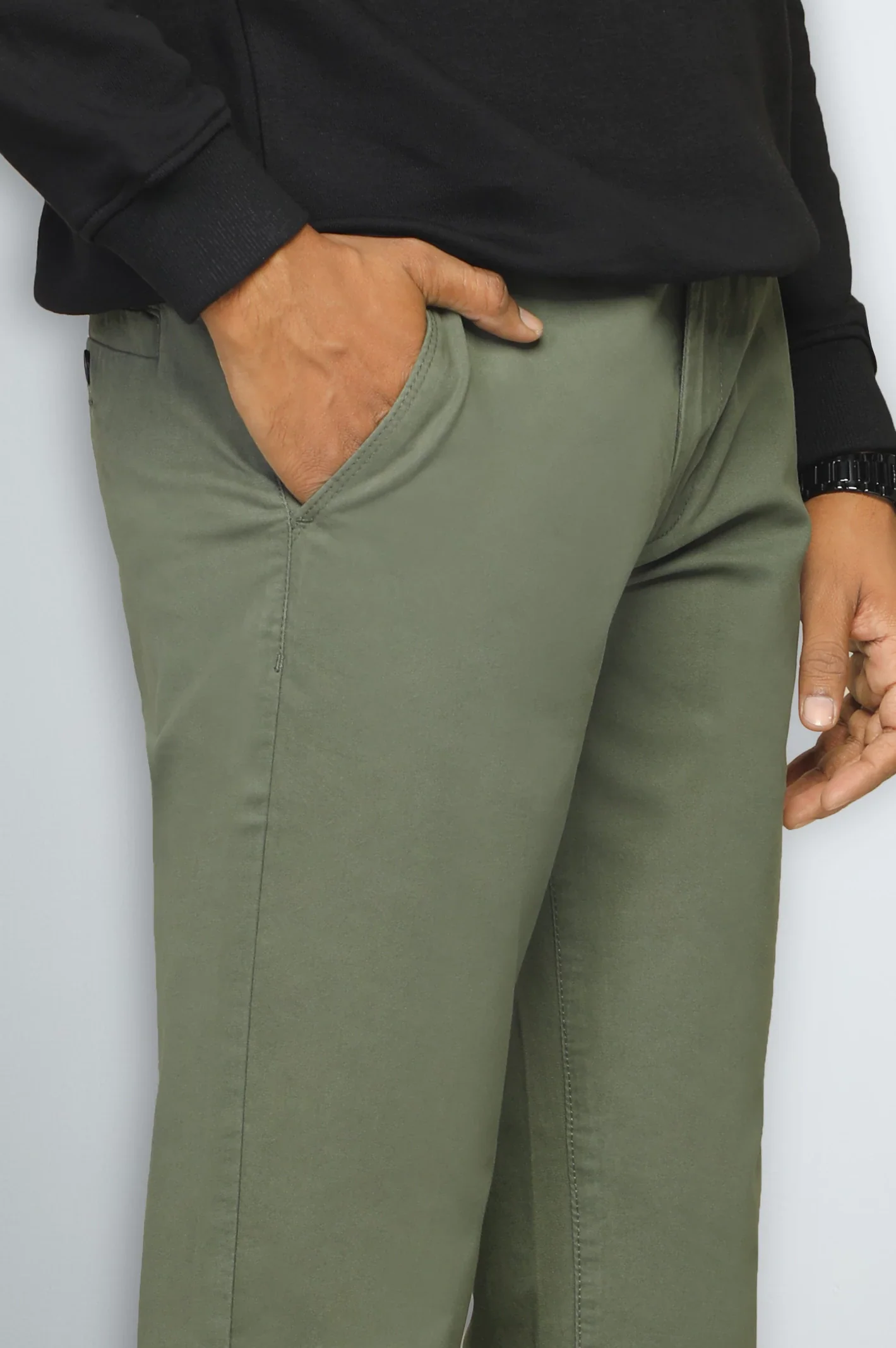 Olive Smart Fit Cotton Pants - Image 2