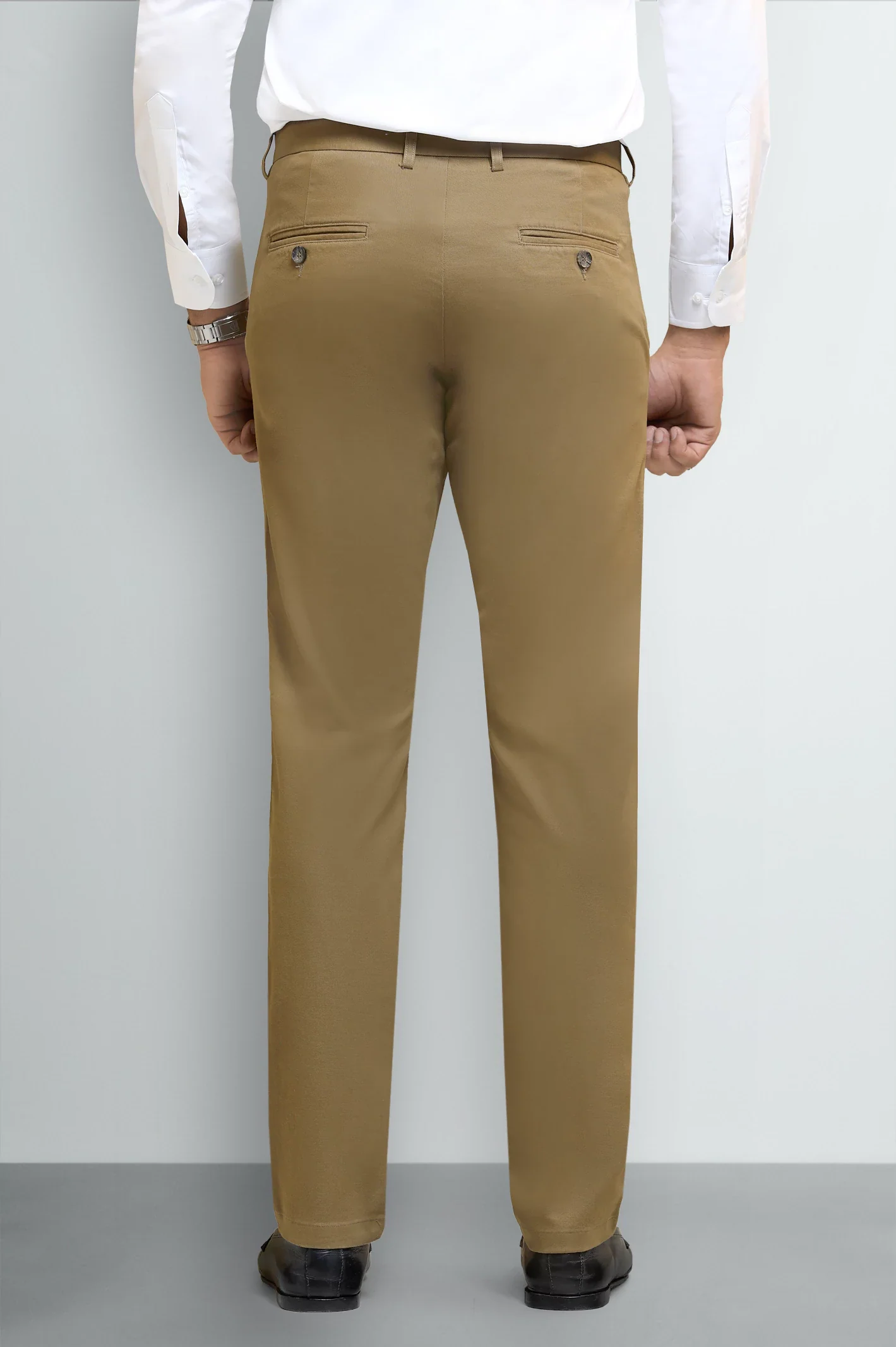 Dark Khaki Smart Fit Cotton Chinos - Image 3