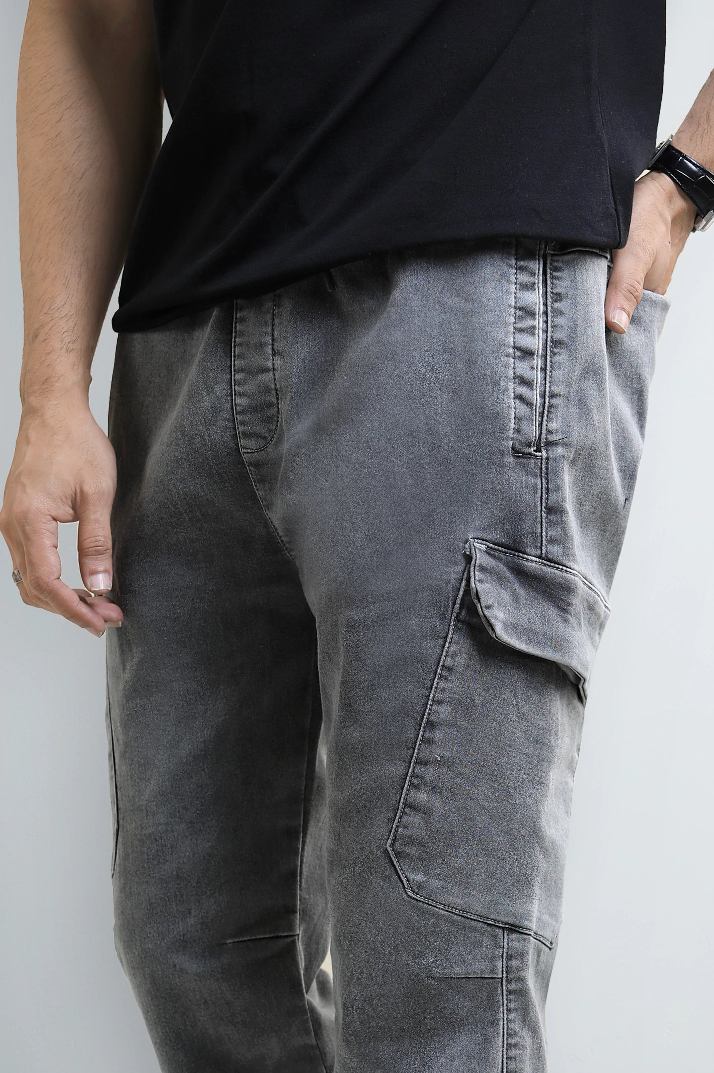 Grey Smart Fit Cargo Pants - Image 2