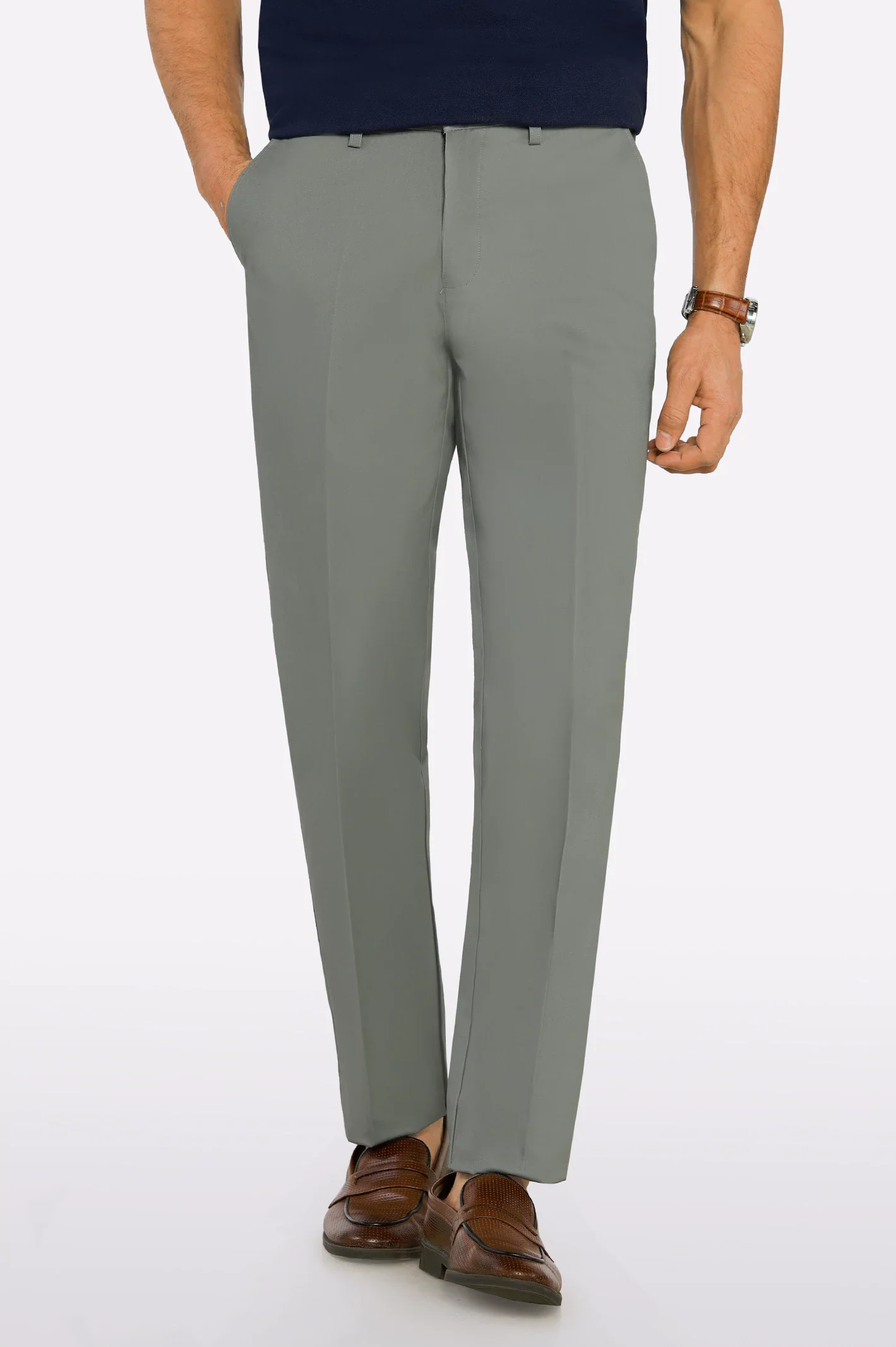 Charcoal Smart Fit Cotton Trouser