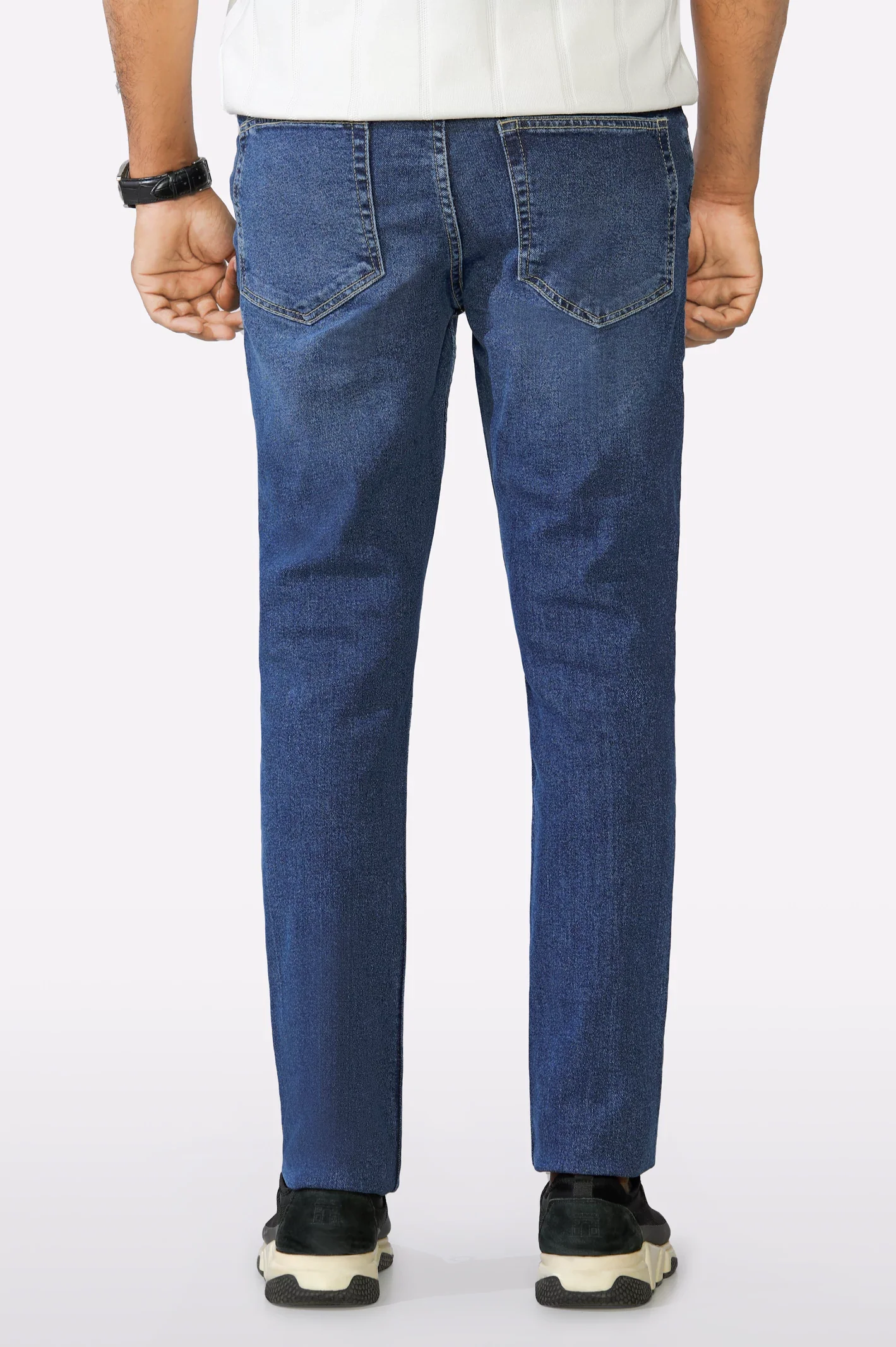 Dark Blue Modern Slim Fit Jeans - Image 3