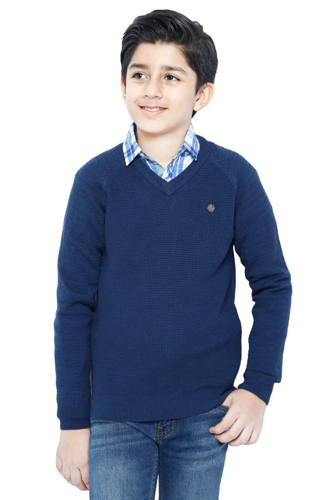 Boys Sweaters In Blue SKU: KBE-0146-BLUE