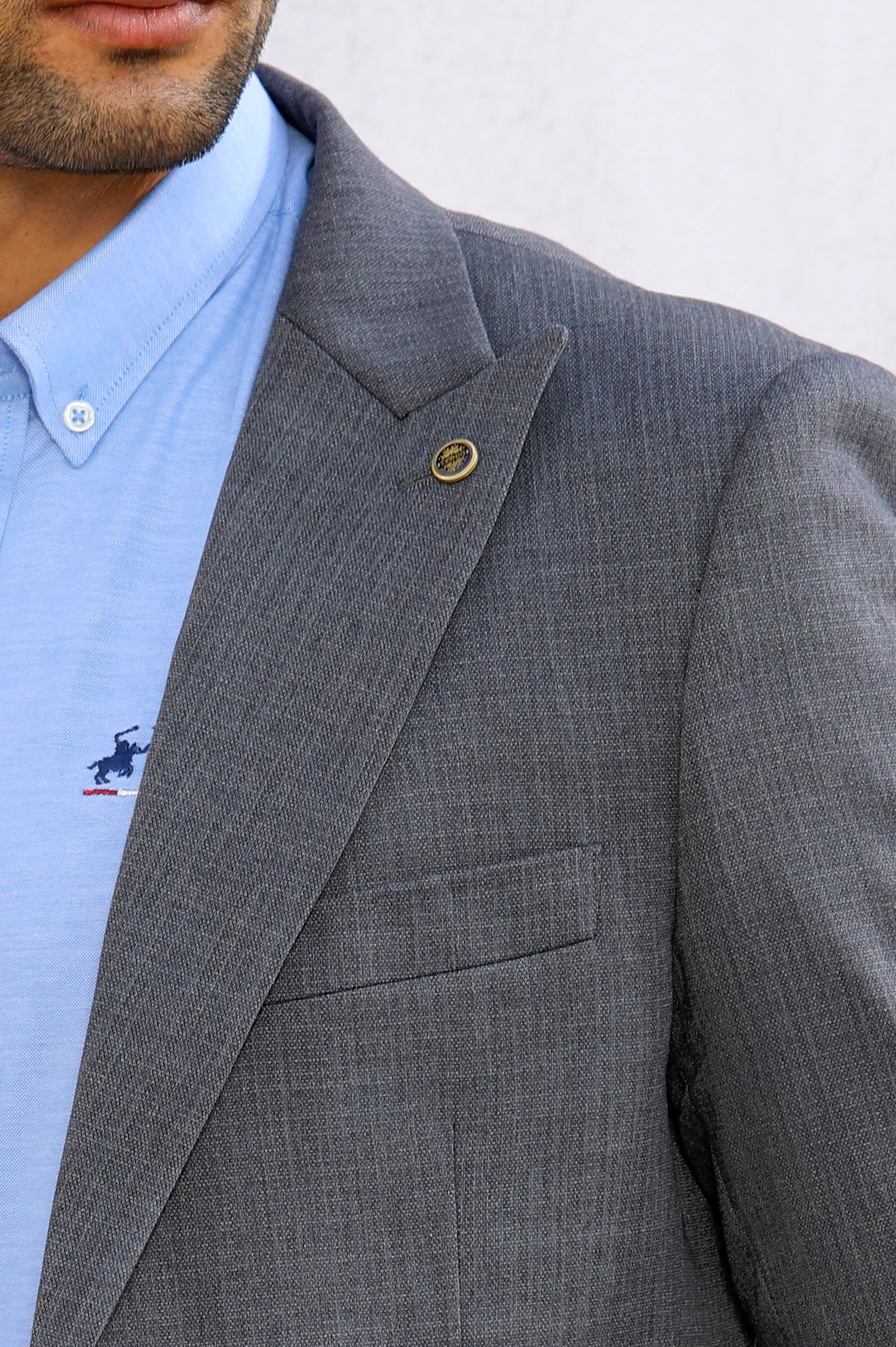 Grey Self Textured Blazer for Men - Image 3
