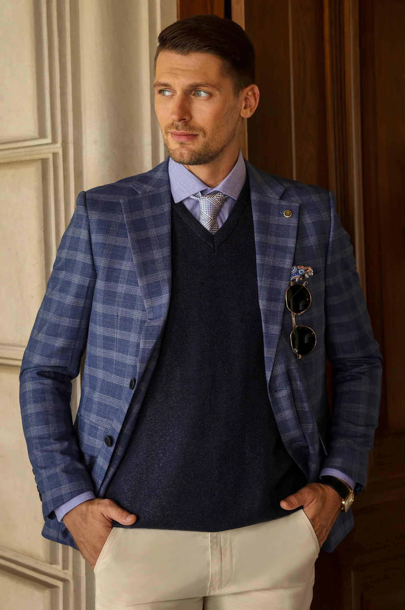 Light Blue Check Blazer - Image 3