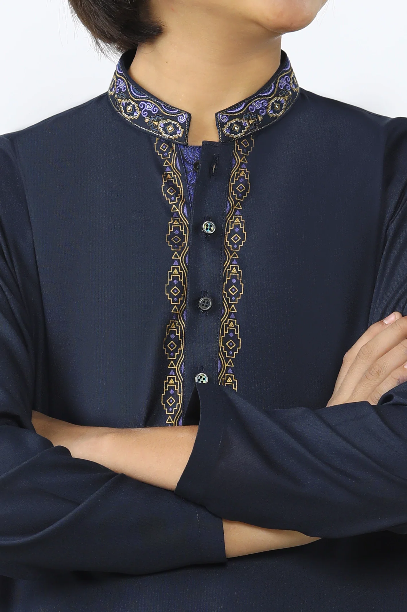 Navy Blue Boys Kurta Pajama - Image 3