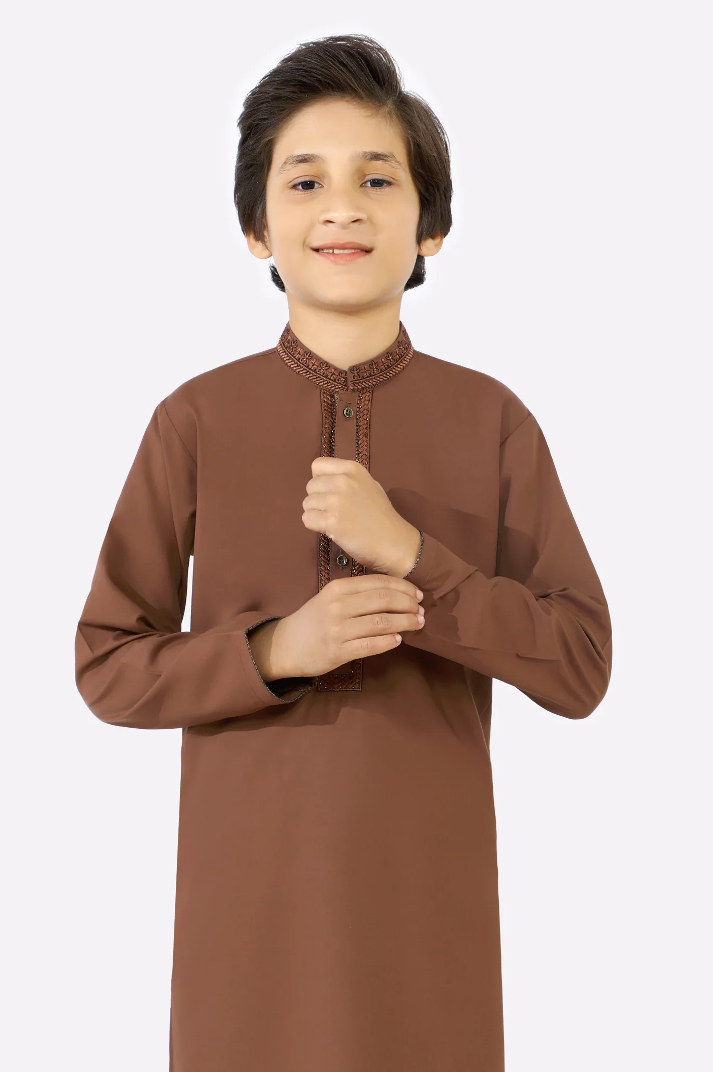 Light Brown Boys Kurta Pajama - Image 2