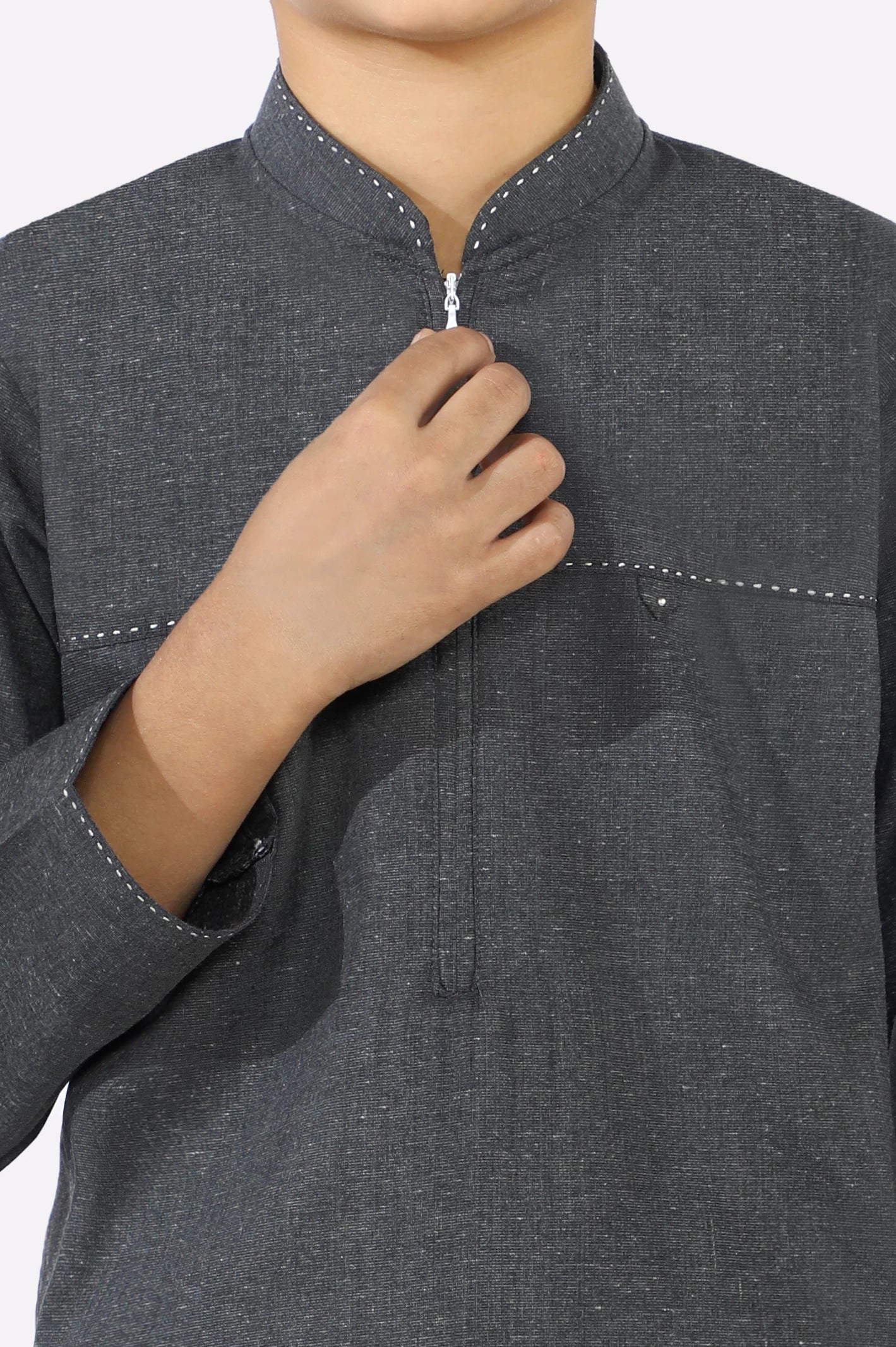 Dark Grey Boys Kurta Pajama - Image 3