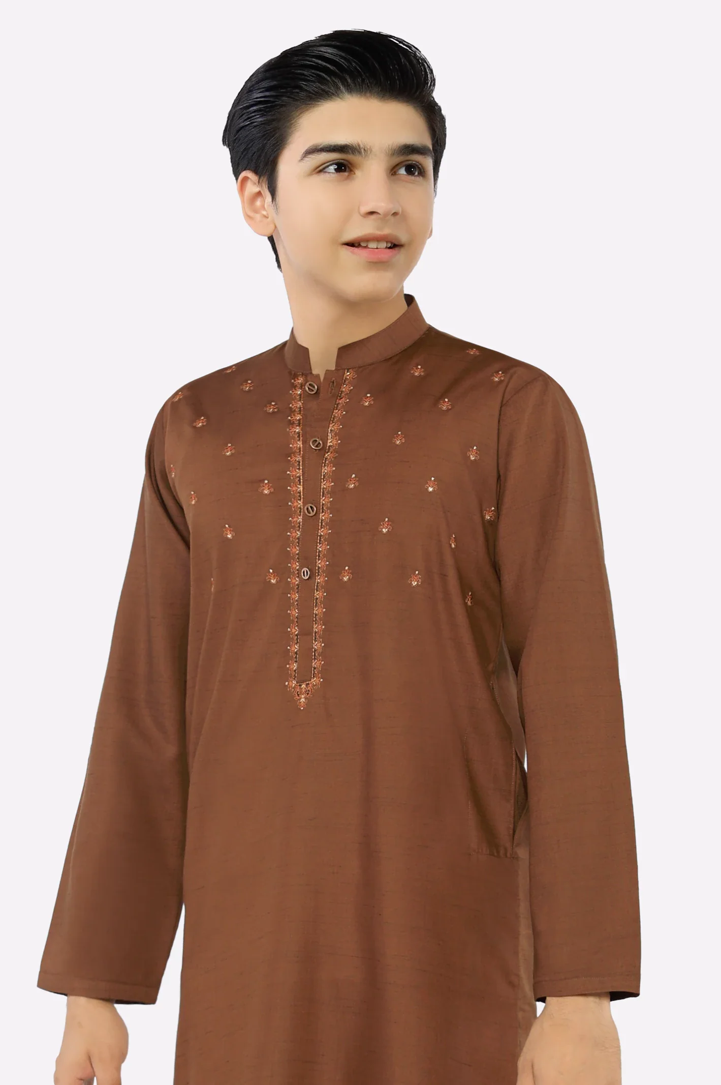 Light Brown Teens Kurta Pajama - Image 2