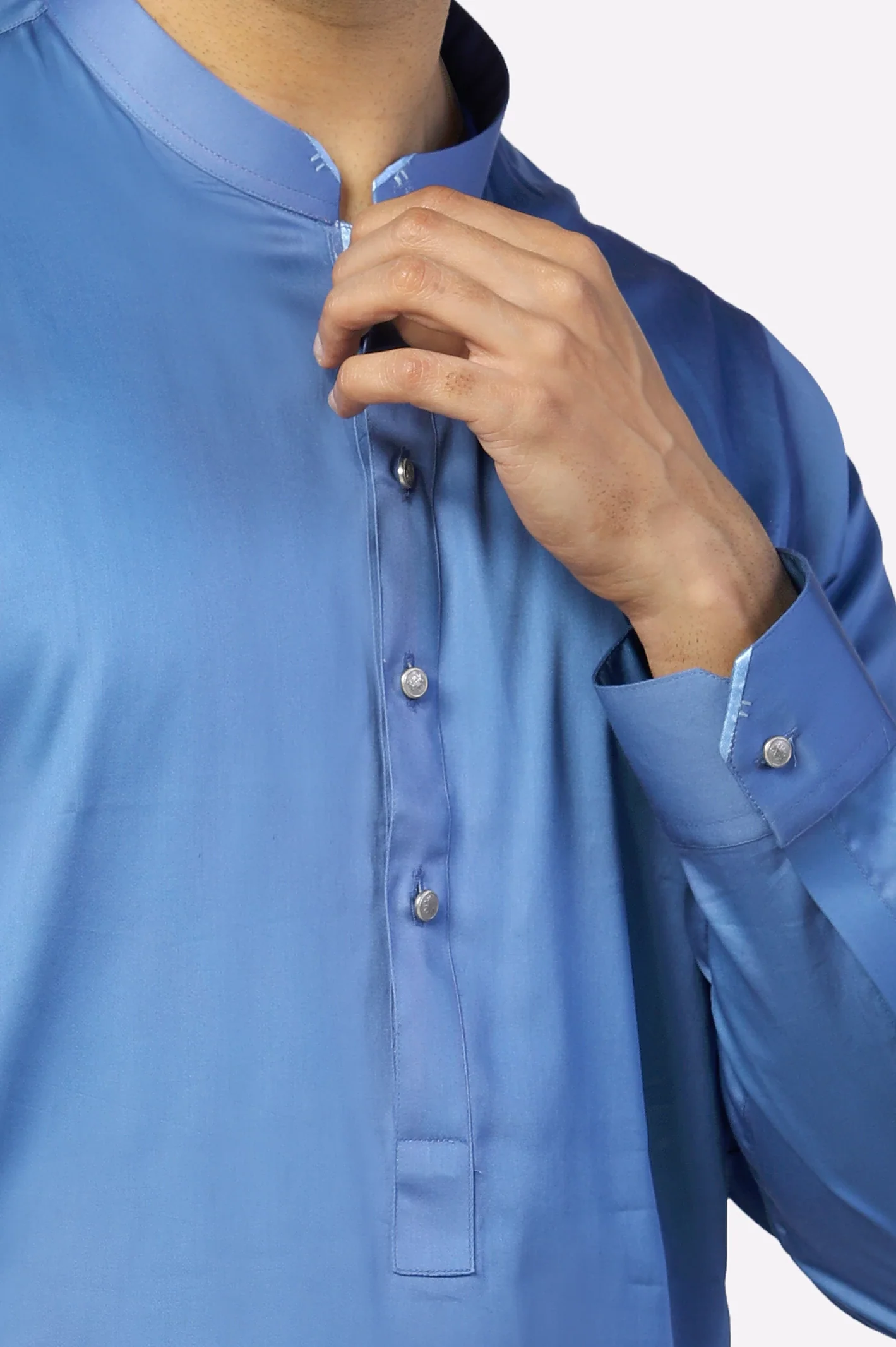 Blue Cotton Shalwar Kameez - Image 3