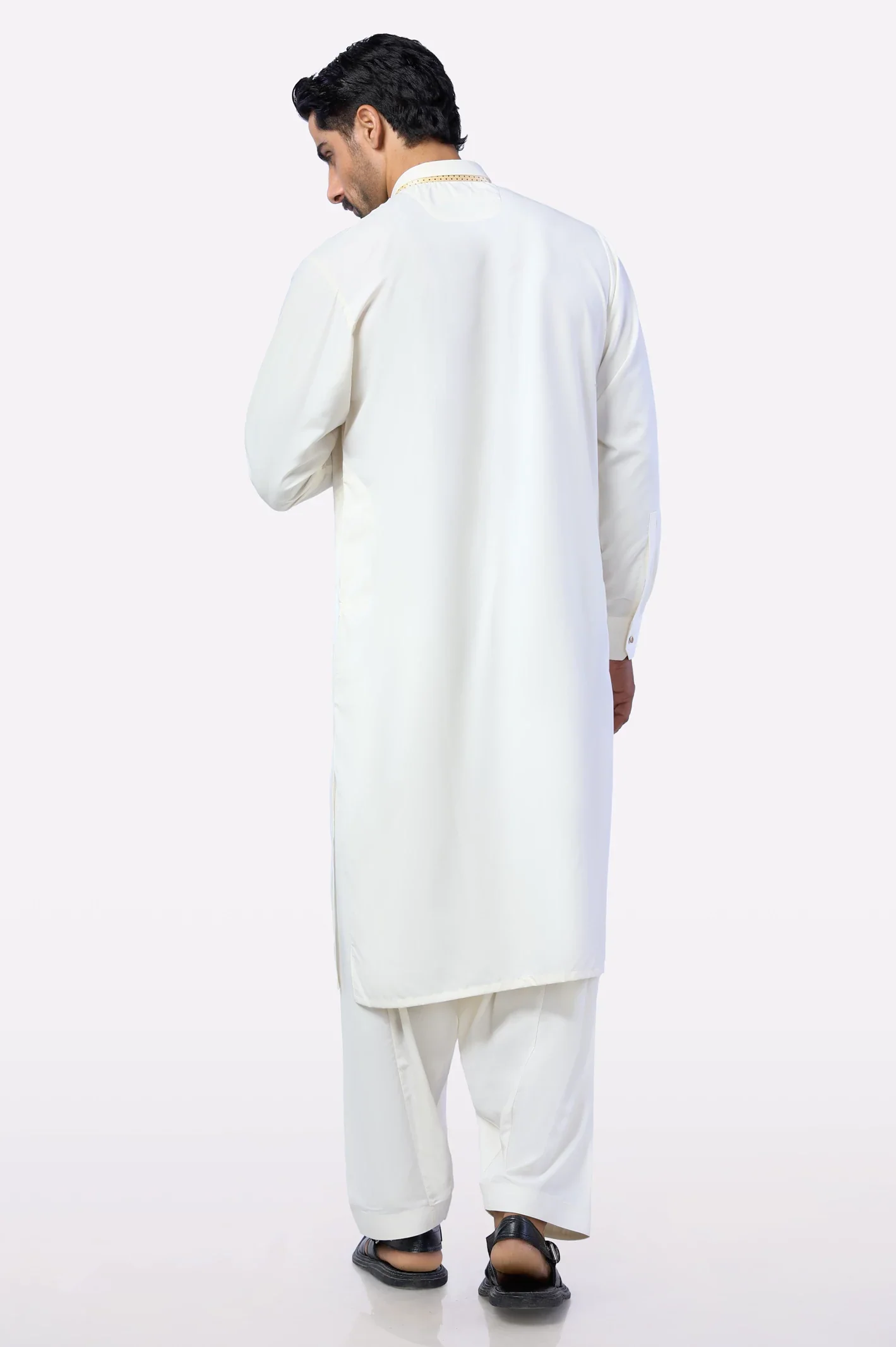 Cream Wash & Wear Shalwar Kameez - Image 4