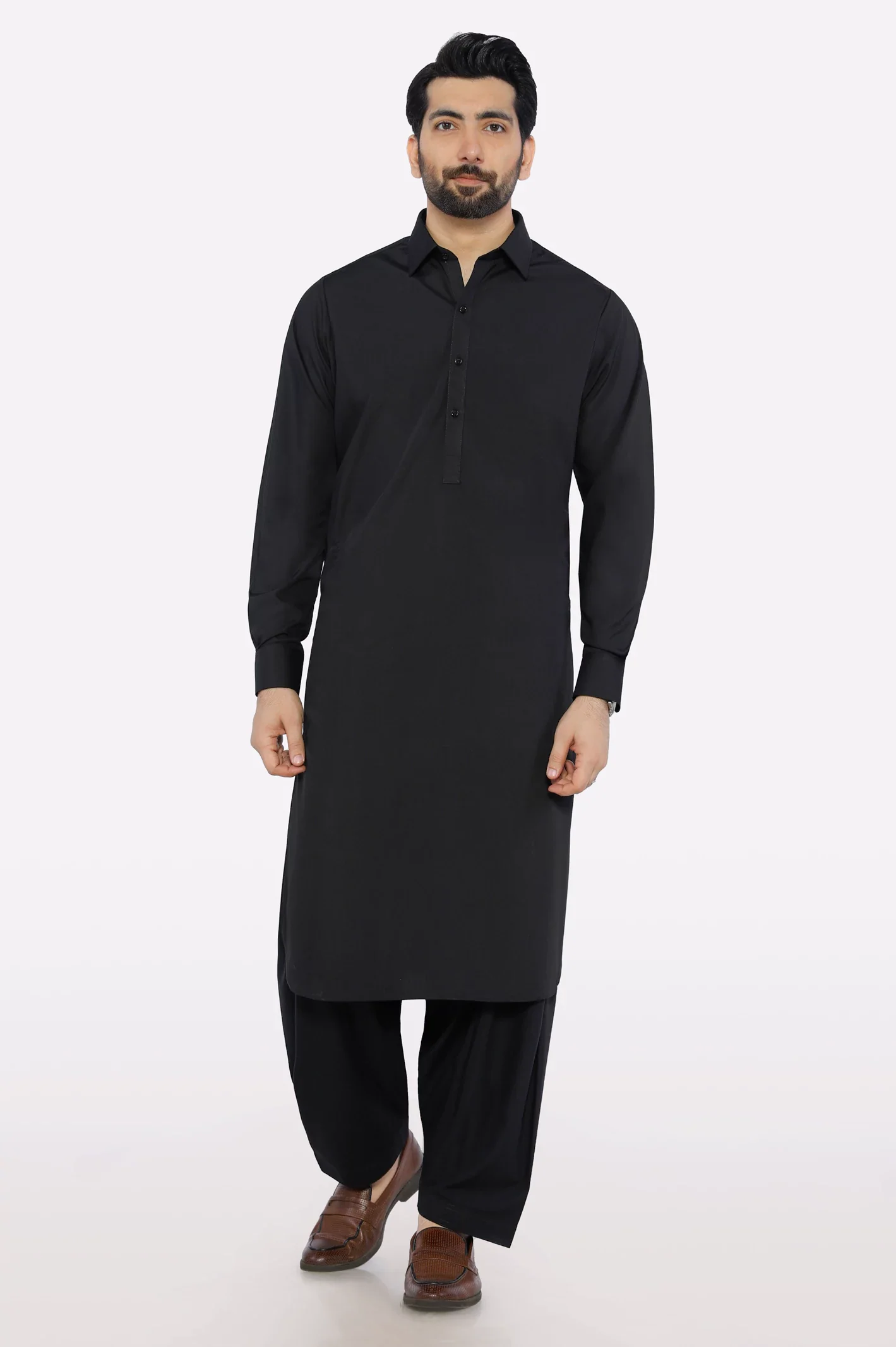 Black Wash & Wear Shalwar Kameez - Image 2