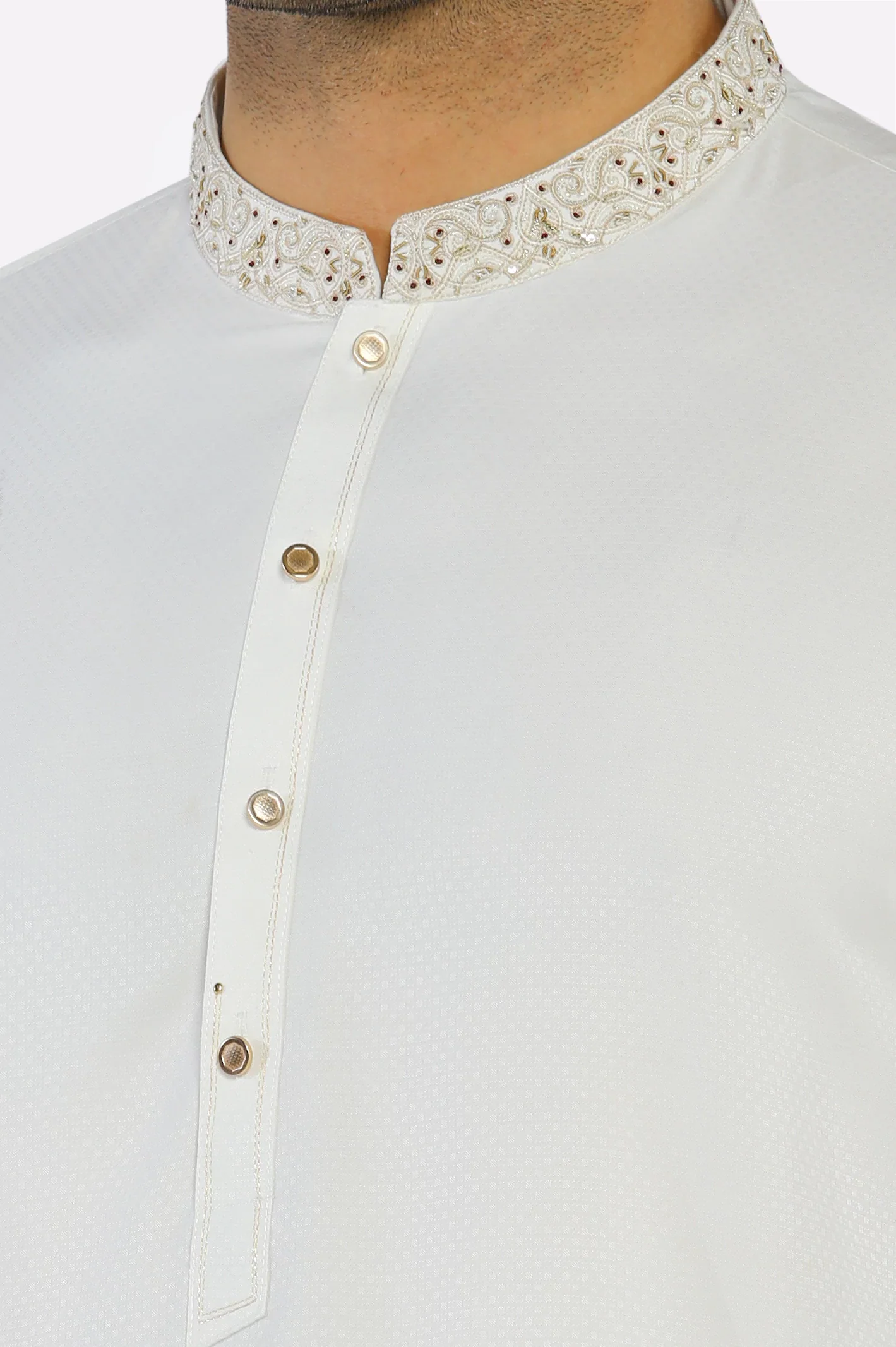Cream Wash & Wear Shalwar Kameez - Image 3