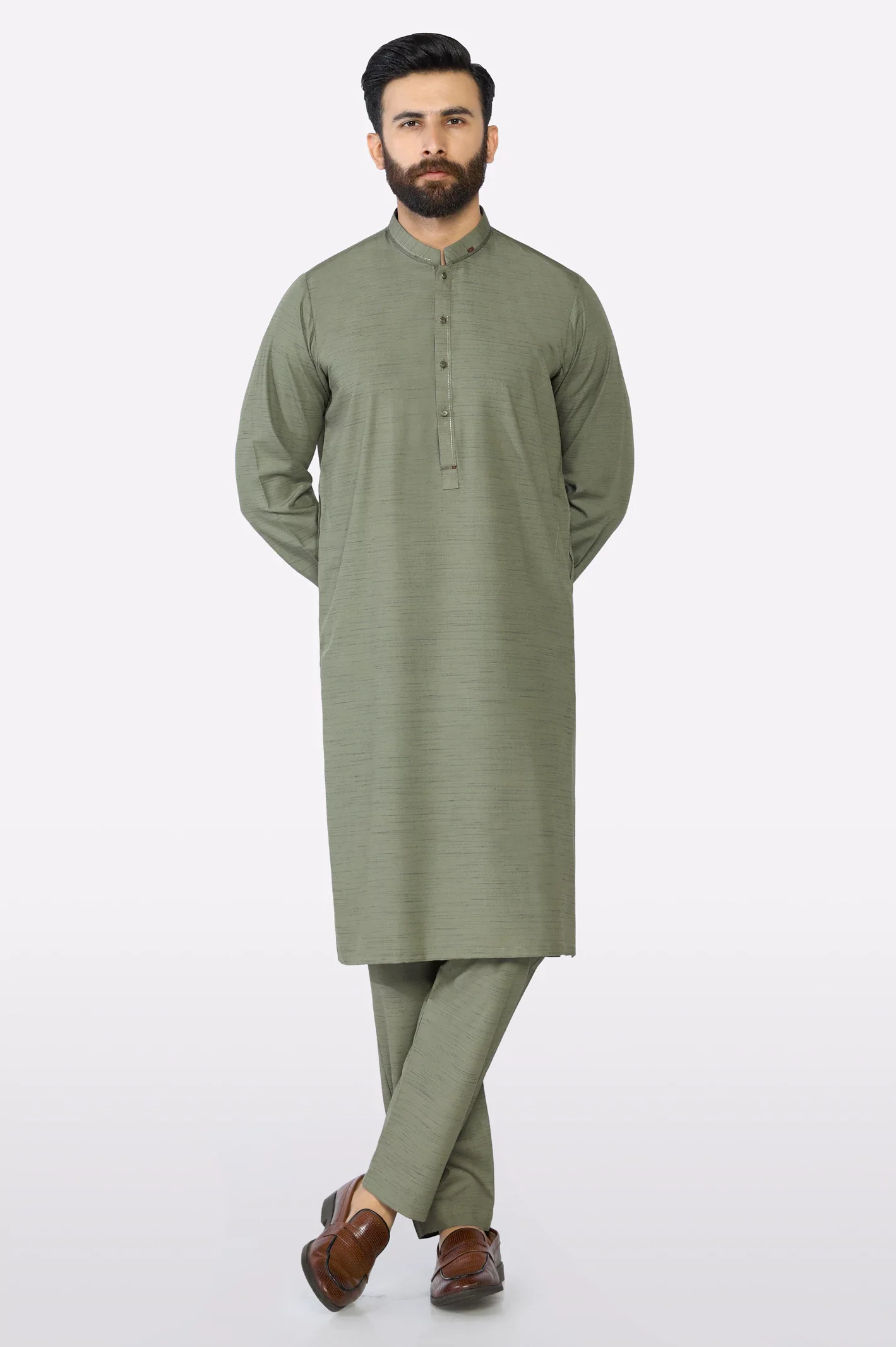Light Green Wash & Wear Kurta Pajama - Image 2