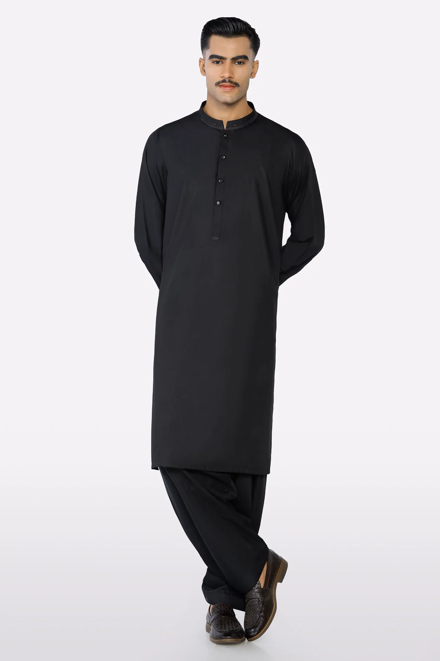 Black Wash & Wear Shalwar Kameez - Image 6