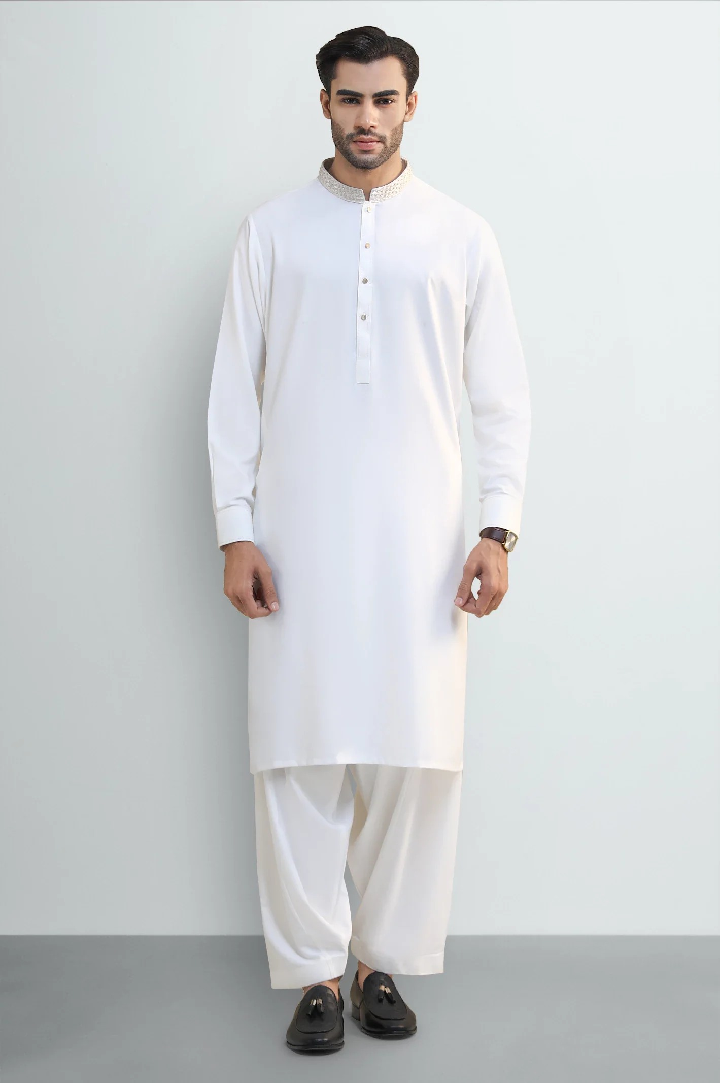 Off White Wash & Wear Shalwar Kameez - Image 2