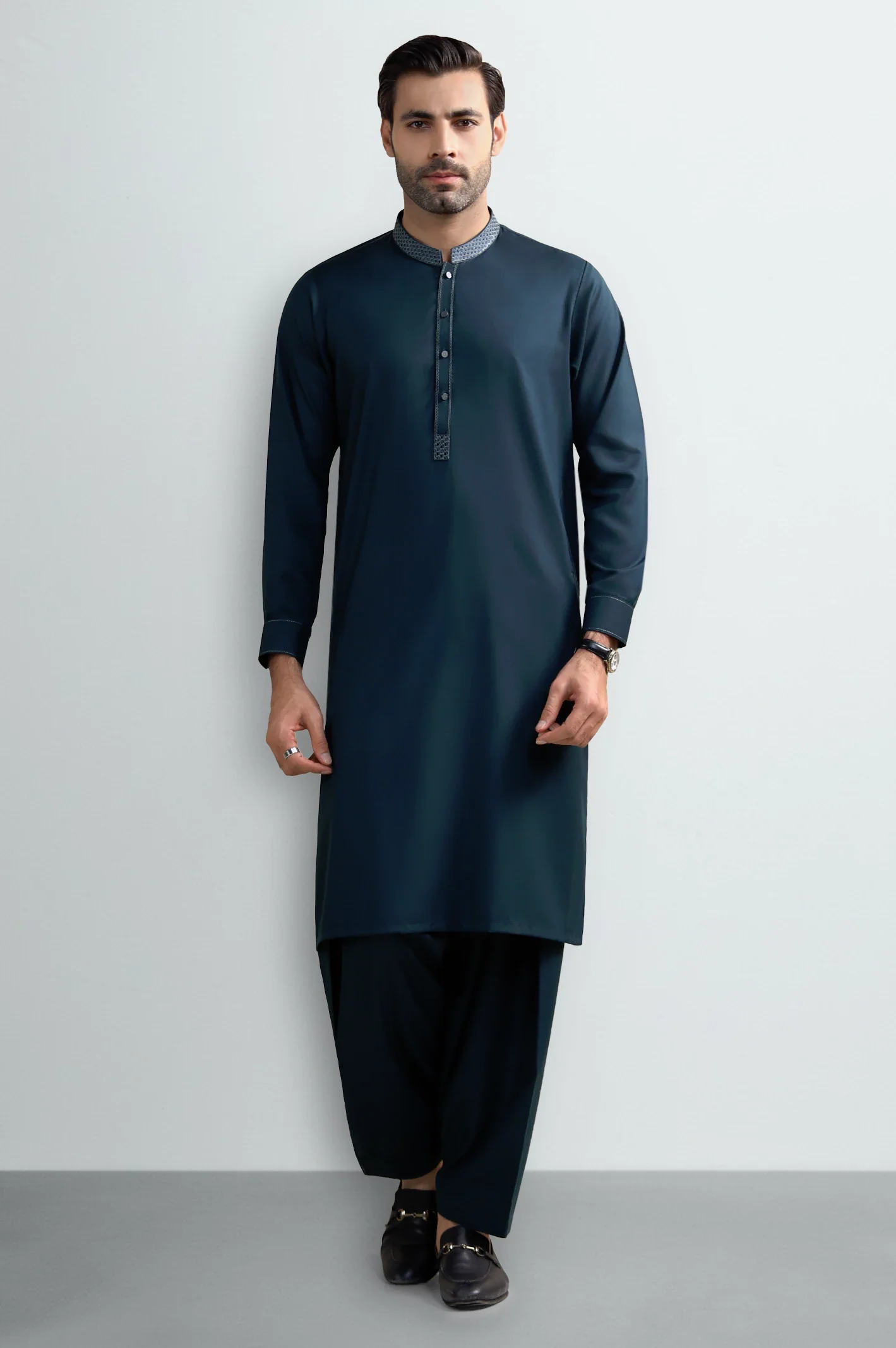 Dark Green Wash & Wear Shalwar Kameez - Image 2