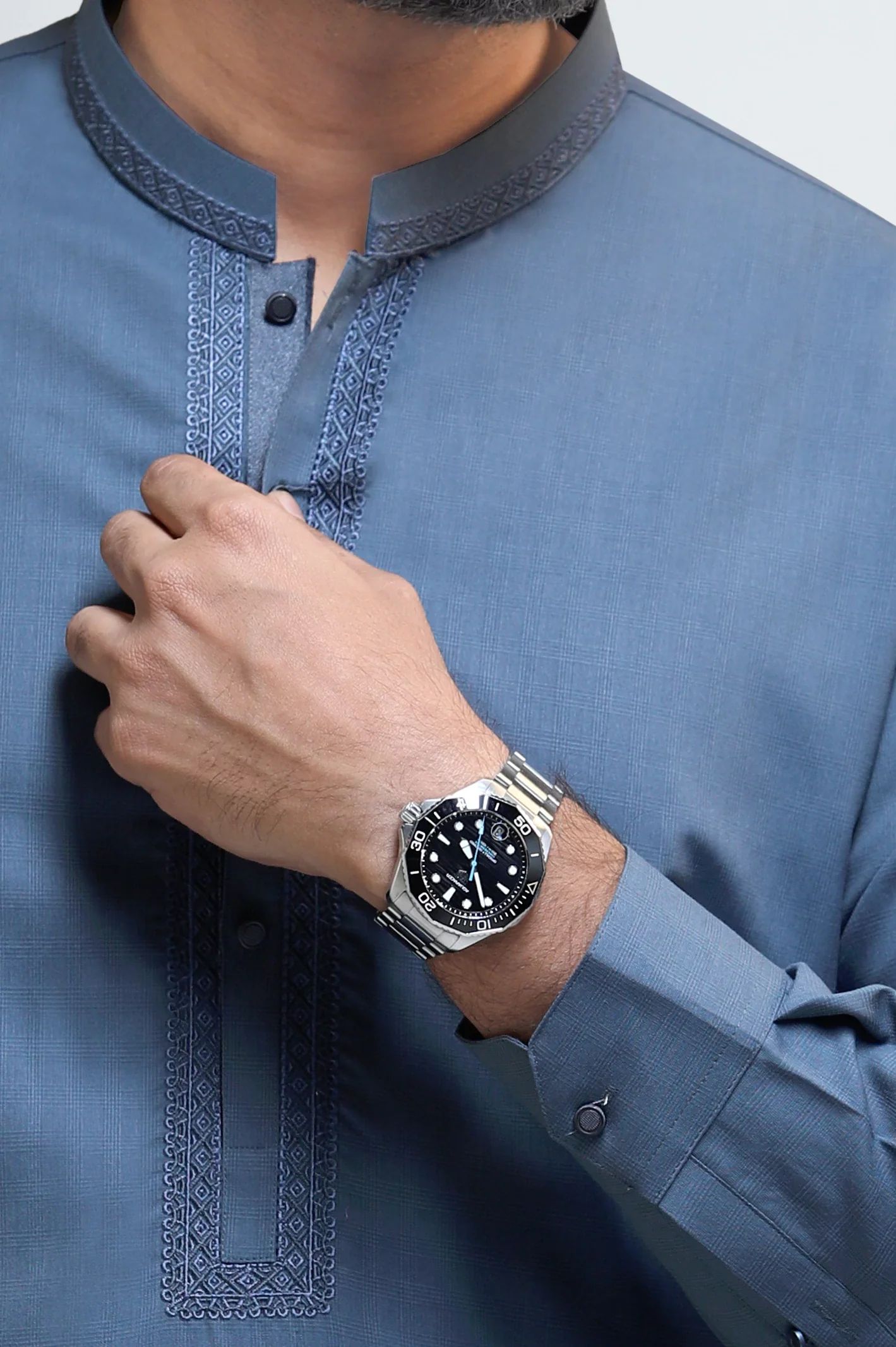 Grey Wash & Wear Shalwar Kameez - Image 3