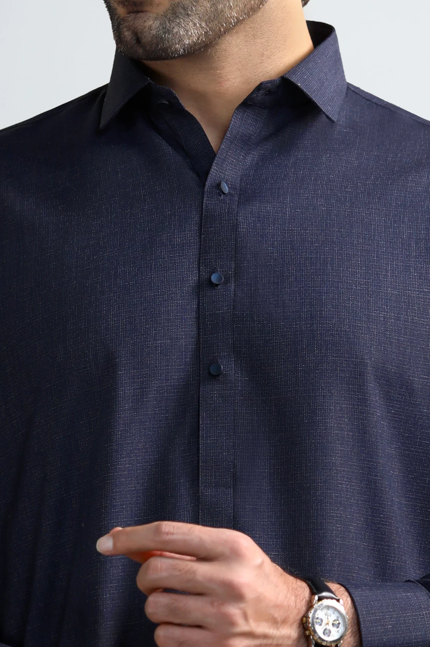 Dark Blue Wash & Wear Shalwar Kameez - Image 3