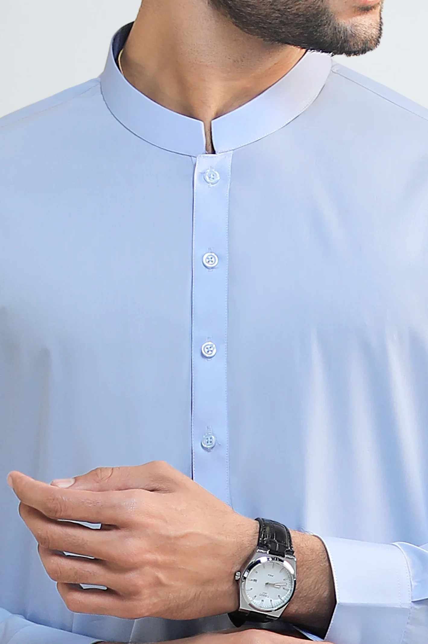 Sky Blue Cotton Shalwar Kameez - Image 3