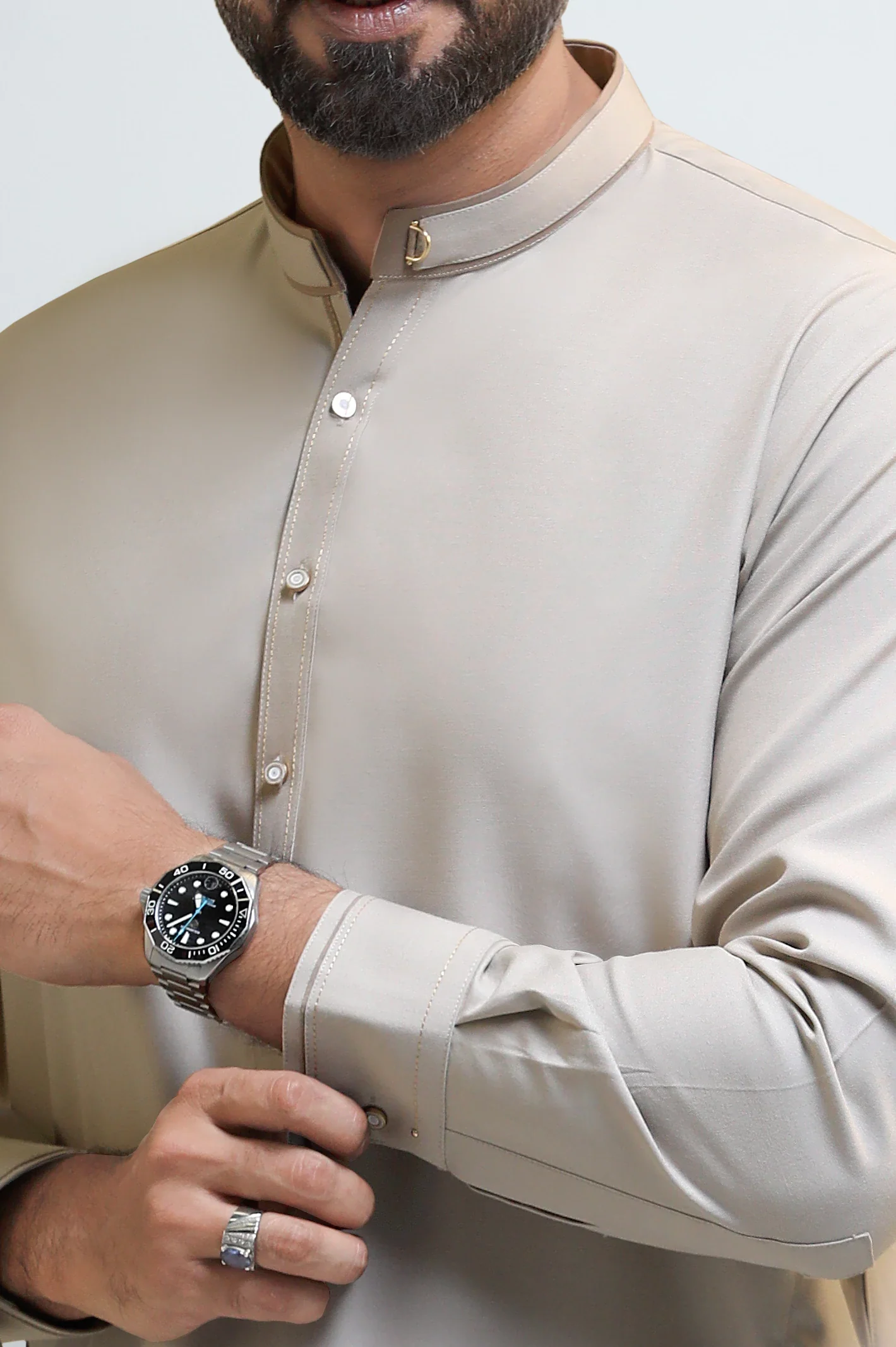 Beige Wash & Wear Shalwar Kameez - Image 3