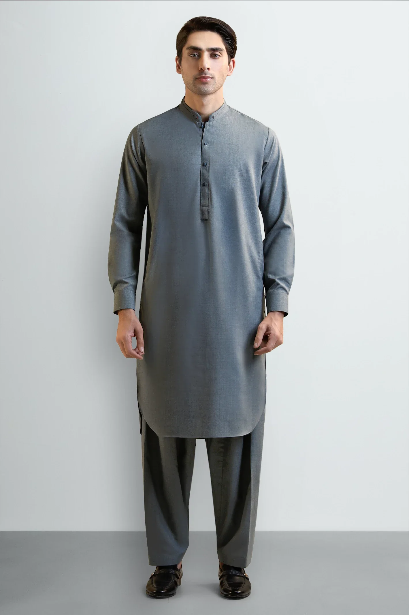Grey Wash & Wear Shalwar Kameez - Image 2