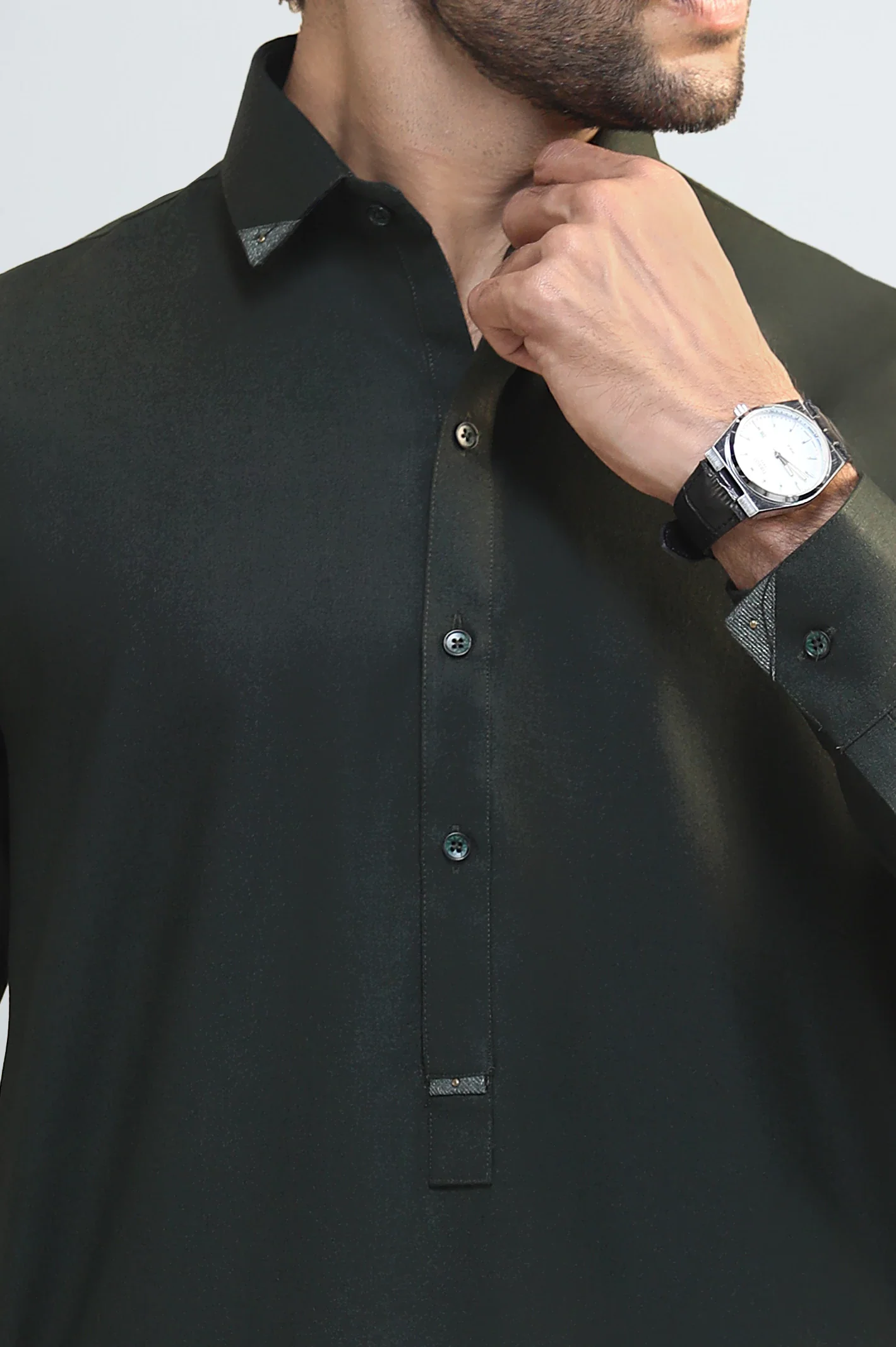 Dark Green Wash & Wear Shalwar Kameez - Image 3