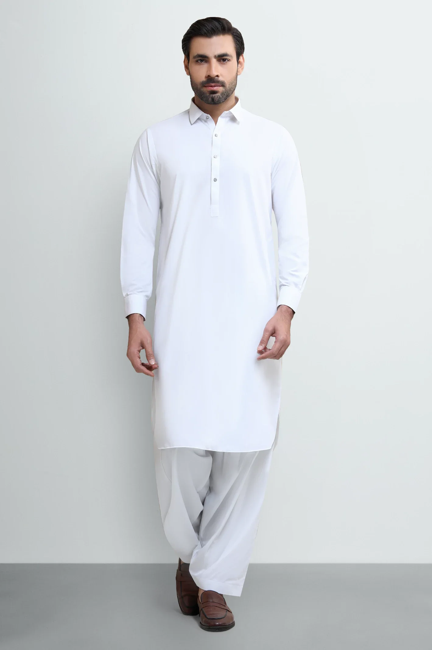 Off White Wash & Wear Shalwar Kameez - Image 3