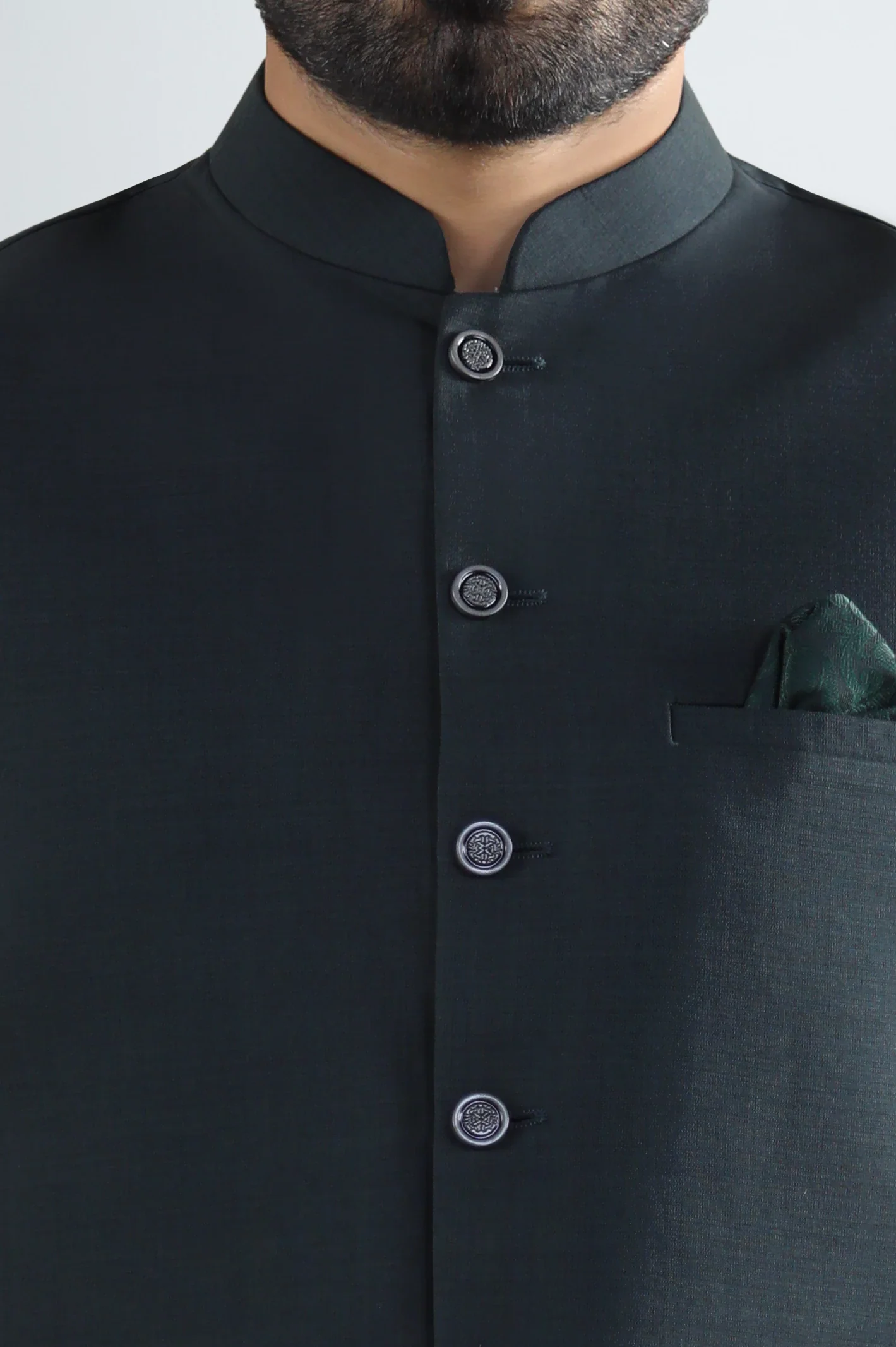 Dark Green Shalwar Kameez with Waistcoat - Image 3
