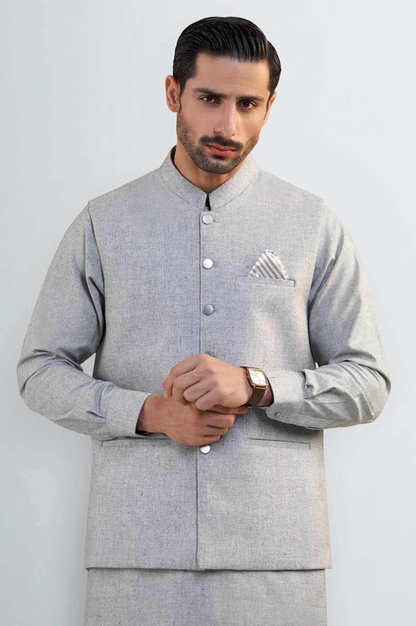 Light Green Shalwar Kameez with Waistcoat - Image 2